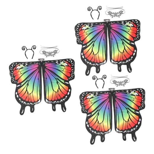 Luxshiny 3 Partidas Conjunto De Xale Borboleta Traje De Capa De Borboletas Xale Da Moda Xale Capa De Asa De Borboleta Vestir-se Capa De Borboletas Roupas Definir Girar Xaile Poliéster