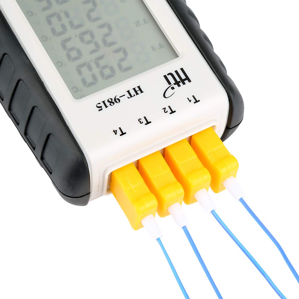 Thermoelement Thermometer 4-Kanal K-Typ HT-9815 LCD Temperatur Messgerät Messbereich - 200 ° C bis 1372 ° C