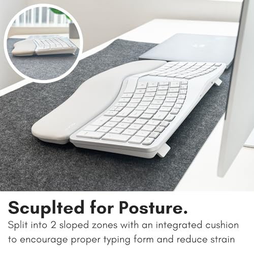 Macally Bluetooth Ergonomic Keyboard, Wireless Split Keyboard, Carpal Tunnel Comfort, Ergo Rechargeable Split Wrist Key Board - Backlit Apple 100 Key Layout for MacBook Pro/Air, iMac