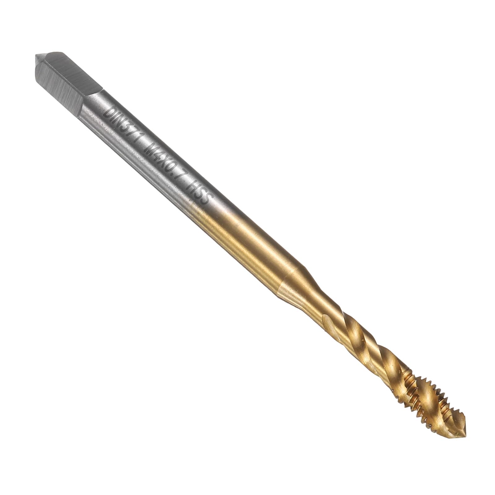 sourcing map Spiral Flute Thread Taps M4 x 0.7 H2 Metric Machine Threading Tap Bit, Titanium Nitride Coated Screw Tapping Repair Tool, M2 High-Speed Steel (HSS6542)