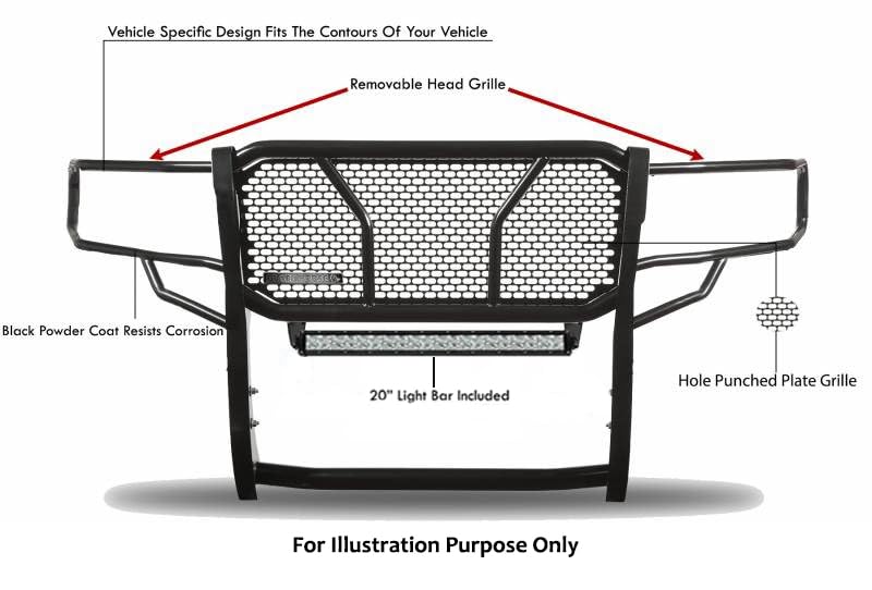 Image of Black Horse RUGGED Heavy Duty Grille Brush Bumper Guard Modular Black Come with 20 inch Double Row LED Light Compatible with 2019-2024 Ram 1500 Classic|2009-2018 Ram 1500-RU-DORA09-B-KIT