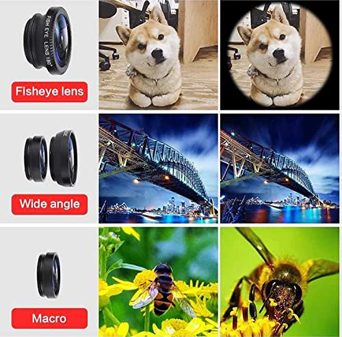Image of Professional 3in1 Camera Lens Kit, 180 Degree Fish Eye Lens, 0.67X Wide Angle, 10X Macro Lens, Universal Clip HD Camera Lens Kit for iPhone, iPad, Android Smartphone & Tablets