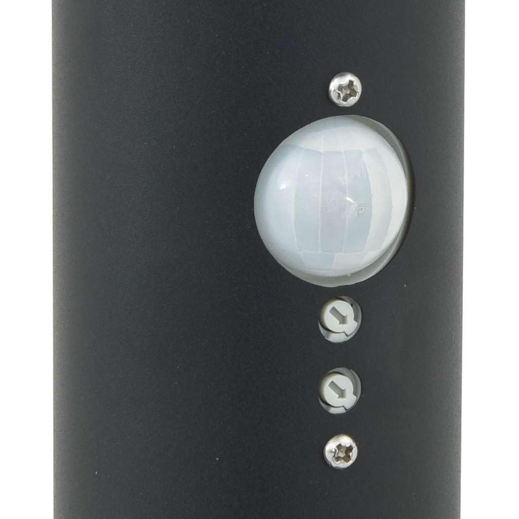 Lampada a colonna con sensore, 120 cm, nera, in acciaio inox, IP44, per esterni, con sensore di movimento PIR, angolo di rilevamento di 120° e diffusore per giardino, terrazza, illuminazione