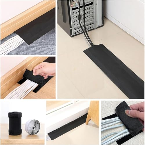 Cables Management Concealer con adhesivos mágicos para cables de energía bajo escritorio, cubierta flexible y cortable (Gris, Ancho 10cm - Largo 3M) miniatura 6