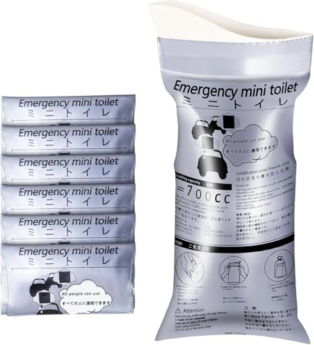 Image of 700ml Disposable Travel Toilet - No-Spill with Solidifier Gel for Cars Trucks & RVs - Unisex Leak-Proof Emergency Relief Bag for Adults & Children - 6-Pack