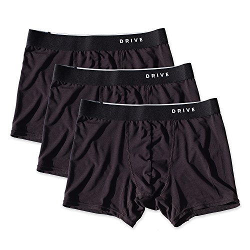 DRIVE Men's Underwear 3 Pack Athletic Trunks (Medium (30-31), Black)