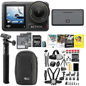 DJI Osmo Action 4 Camera Adventure Combo Bundle with 50 Piece Accessory Kit, Memory Card and Software – 1/1.3 Sensor, Low-Light Imaging, Deep-Freeze Resistant & Long-Lasting Battery Life