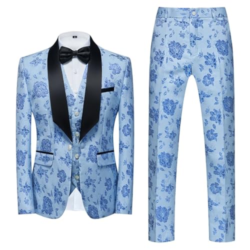 Jacquards Suit 3 Piece Men's Slim Fit Blazer Coat Trousers Vest Men Sets4