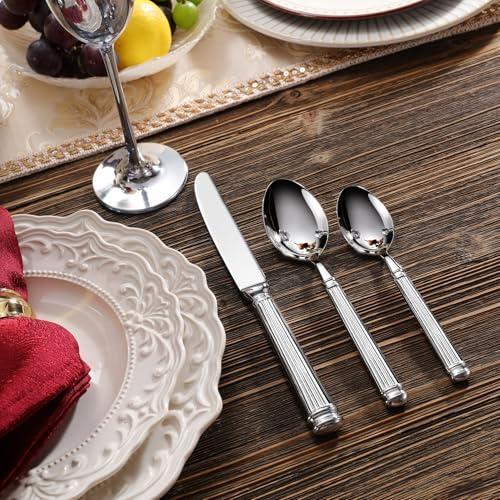 KEAWELL Premium 20 Pieces Prestige Silverware Set - Exquisite Craftsmanship, Service for 4, 18/10 Stainless Steel, Luxurious Flatware Set, Heavy Duty, Dishwasher Safe (20, Silver) - Image 4