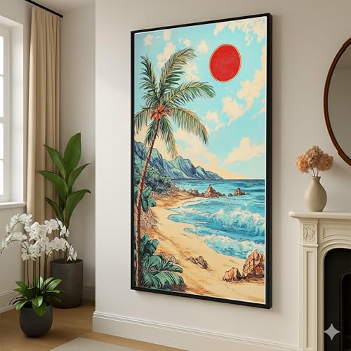 Toile plage et palmier 21x30 cm pour créer une ambiance vacances dans votre salon