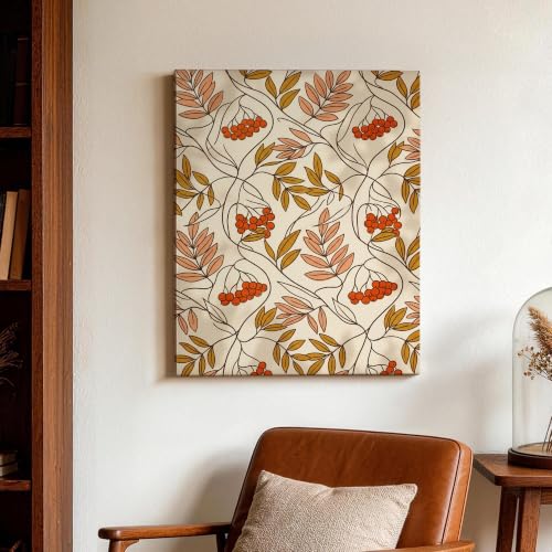 Lienzo de hojas modernas para decorar tu dormitorio con cálidos tonos de otoño 3