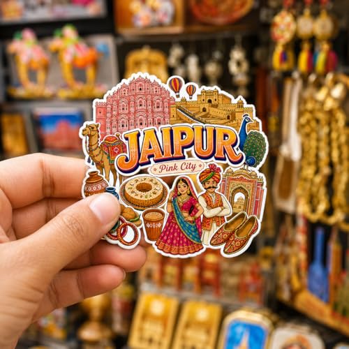 Image of Zesta Wooden Fridge Magnets Set | Refrigerator Decor Magnets for Kitchen | India Souvenir Fridge Magnet Collection | Wooden Magnet for Fridge Door Decoration (Jaipur)