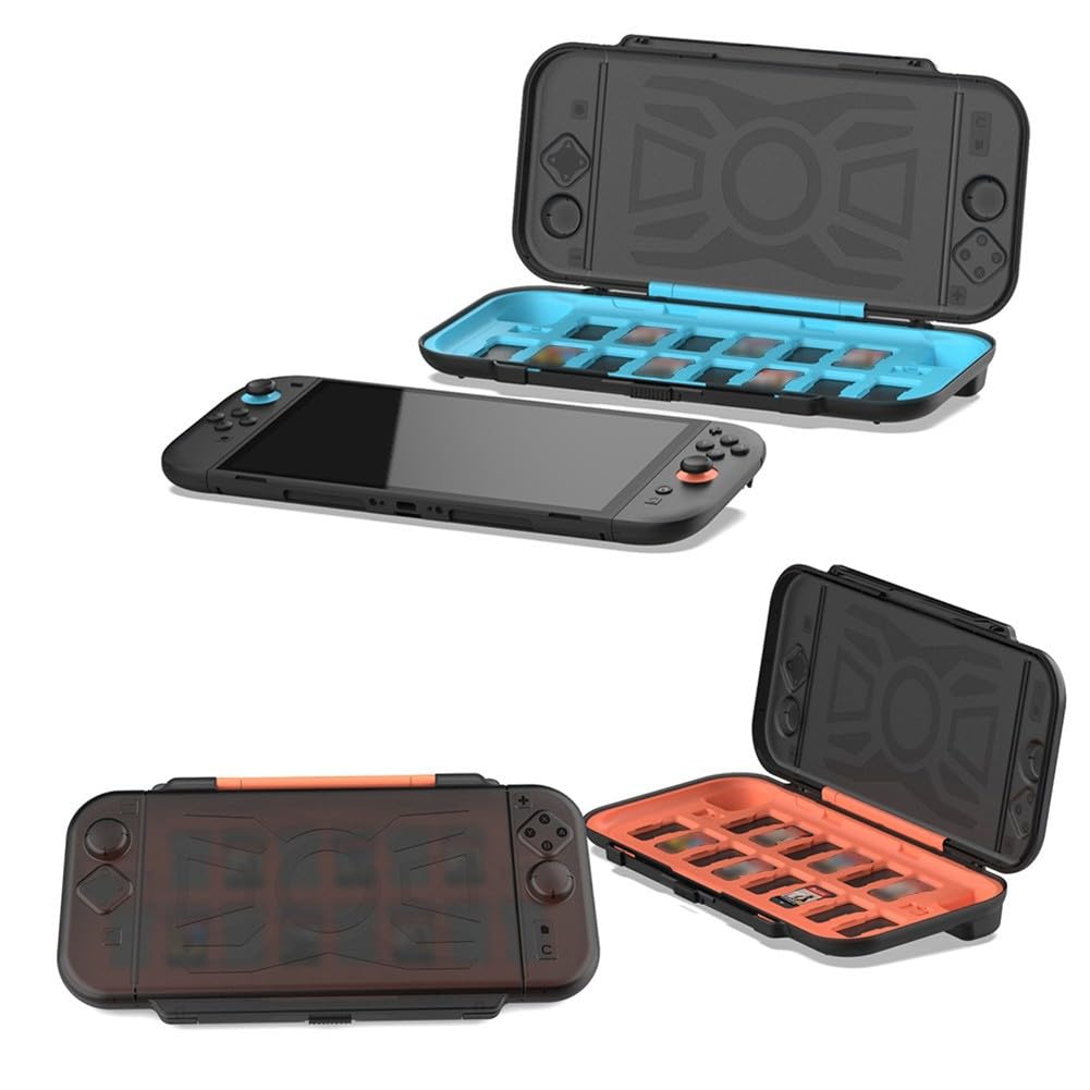 Custodia rigida per Nintendo Switch 2 con 14 cartucce di gioco, guscio protettivo in ABS, per design compatto e portatile, compatibile con giochi Nintendo Switch, nero e blu