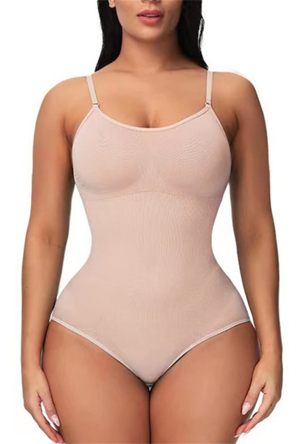 ManxingWomen Shapewear Bodysuit Tummy Control Seamless Body Shaper Thong  Adjustable Straps Skims Bodysuit
