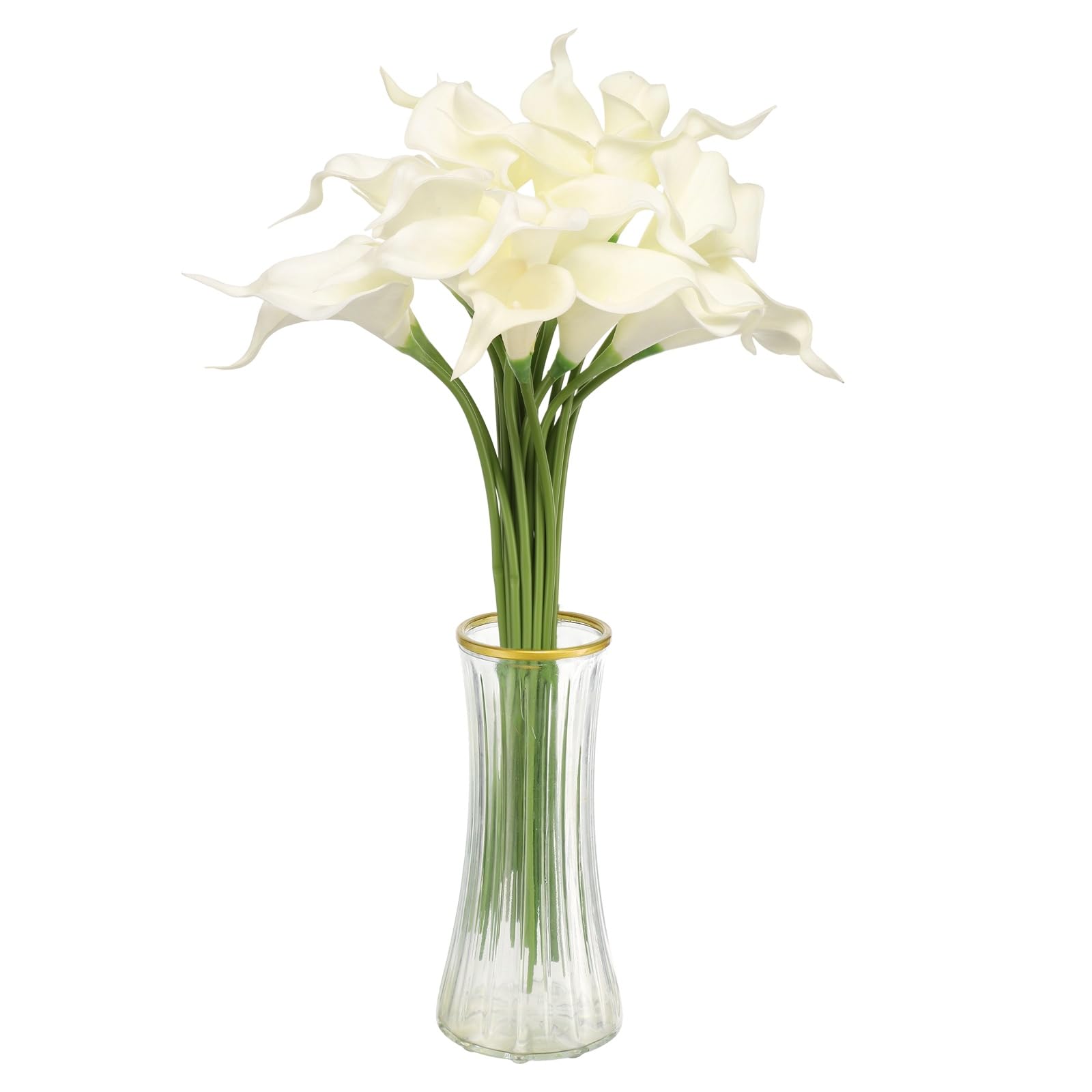 sourcing map 20pcs Artificial Calla Lily Fake Silk Flowers Bouquet Real Touch for Home Garden Wedding Party Decoration, Beige