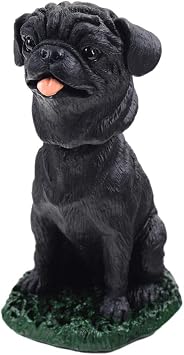 Animal Den Pug Black Dog Bobblehead Figure for Car Dash Desk Fun Accessory