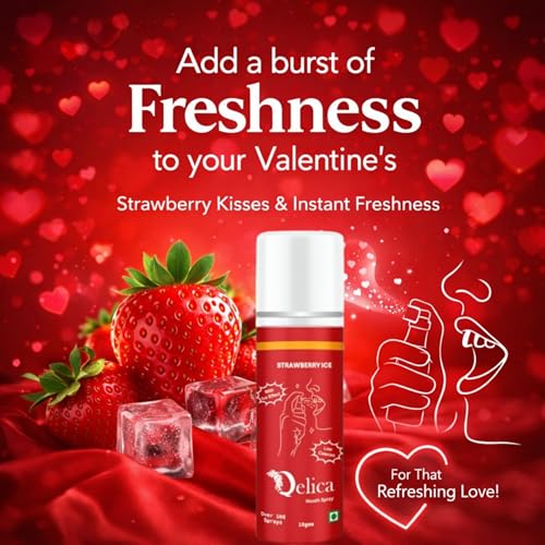 Image of Qelica Kissing Mouth Spray 10g Valentine Kiss Ready Mouth Spray | Alcohol Free Breath Freshener For Men & Women (Strawberry Ice)