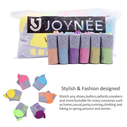 JOYNÉE 6 Pairs Women's Ankle Athletic Running Socks Performance Cushioned Low Cut Sports Socks with Heel Tab4