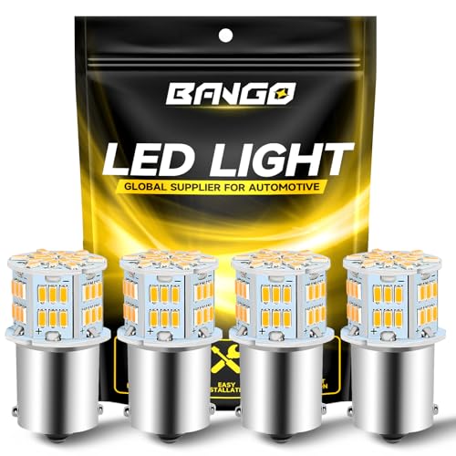BANGO 1156 LED Bulb Amber Turn Signal Light 1141 1003 7506 BA15S Super Bright for Car Front Rear Turn Signal Lights Brake Tail Lights 4 Pack