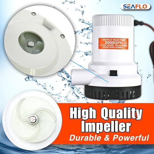 Image of SEAFLO 01 Series 2000 GPH Bilge Pump - 12V, 1-1 /8 inch Outlet, Marine Submersible Pump with Anti-Airlock Protection, CE & Rohs Certified, 4-Year Warranty | Reliable for Boats and Marine Applications
