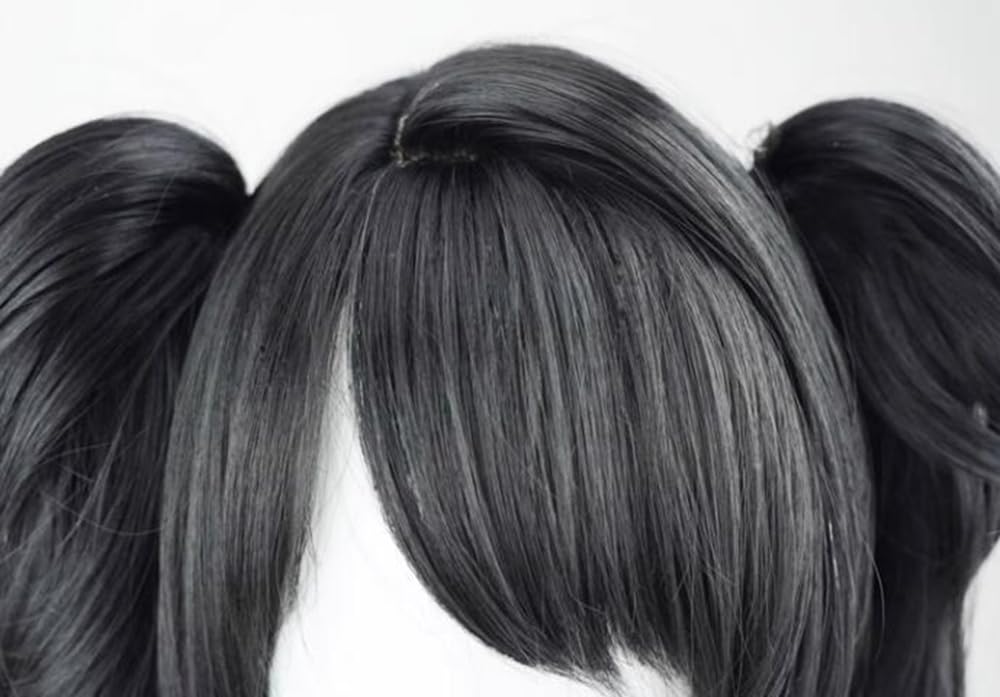 TO KU TOO YUO Game Cosplay Wig  Ombre Colorful Double Ponytails Straight With Bangs Synthetic for Women Heat Resistant Cosplay Hair 45 CM
