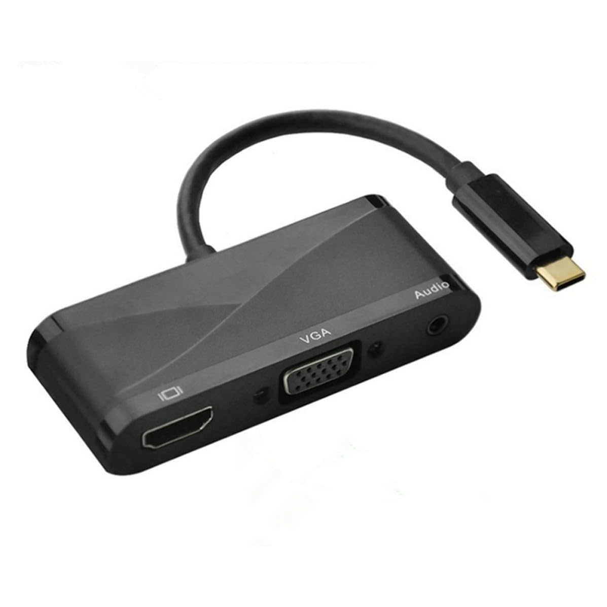 Toddmomy Adattatore Type C a Vga USB 3.1 3 in 1 Nero per Pro PC S8 | Conversione con Uscita Audio, Struttura in Metallo e Plastica, Supporto per Collegamento USB 2.0