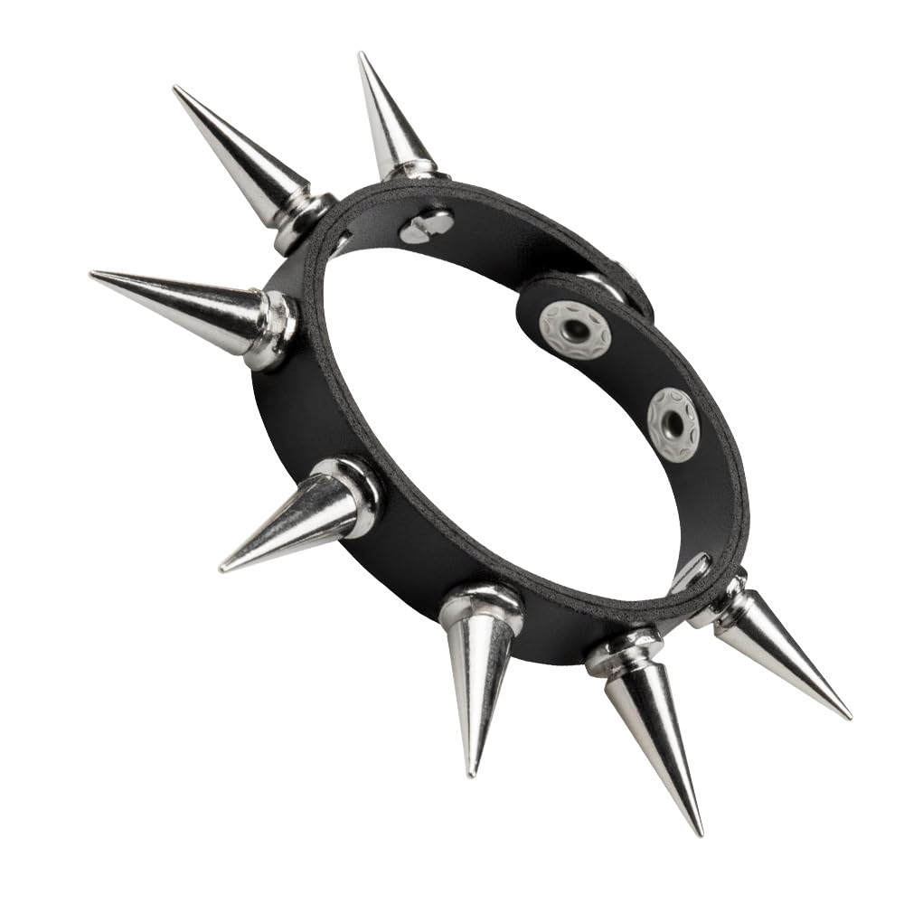 Boland 64461 - Bracelet Spike de Luxe, bracelet avec rivets pointus, imitation cuir, taille réglable, punk, rock, années 80, dég