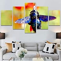 SIGNWIN 5 Panel Canvas Wall Art Bee on Flowers I for Home Decorations Ready to Hang - 60