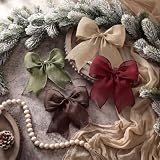 Suncalla 24 Pcs Burlap Christmas Tree Bows Ornament, 4 Colors, Bright