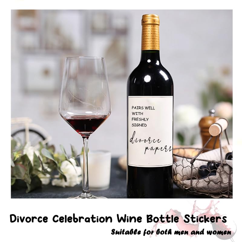 Sisadodo Happy Divorce Gifts for Women Men Congratulations New Beginnings Gift for Friends Bestie Breakup Gifts for Her Him Wine Bottle Stickers Lables for Divorce Party Decorations 4PCS - Image 3