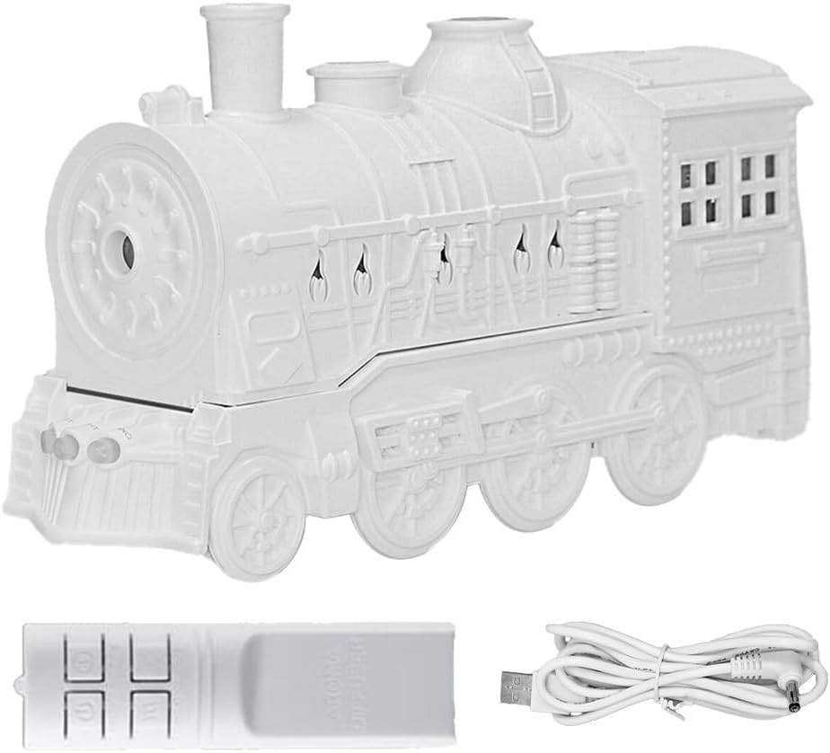 Steam Train Diffusers For Essential Oils, Cool Mist Humidifier, 12-Hour Runtime, With Remote Control, For Home Decor, 300Ml (White)
