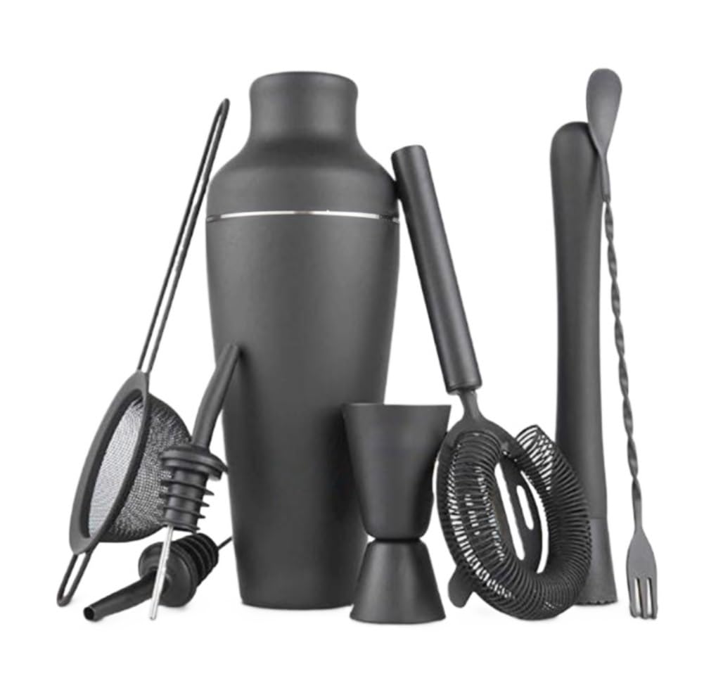 Barkeeper Kit Cocktail Shaker Set Barkeeper Set 8 Stück Cocktail-Shaker, Sieb, Bar-Mixer, Löffel, Cocktail-Rührlöffel, Bar-Zubehör, Cocktail Cocktail Bar Set Cocktail Zubehör(B)