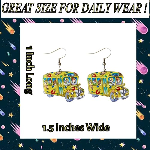 Cute Pair of School Bus Earrings foe Teachers, Principals, Bus Drivers, Educators, Librarians and More. Frizzle Style School Bus Earrings for Teacher Gifts, Teacher Appreciation, Ms. Frizzle Costume2