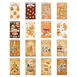 16 Stücke Mini Notizblock Weihnachten Set, Weihnachten Spiral Notebooks Muster Weihnachten Briefpapier für Weihnachten Liste Kinder Goodie Bag Favor Supplies Stocking Stuffers (Lebkuchenmännchen)