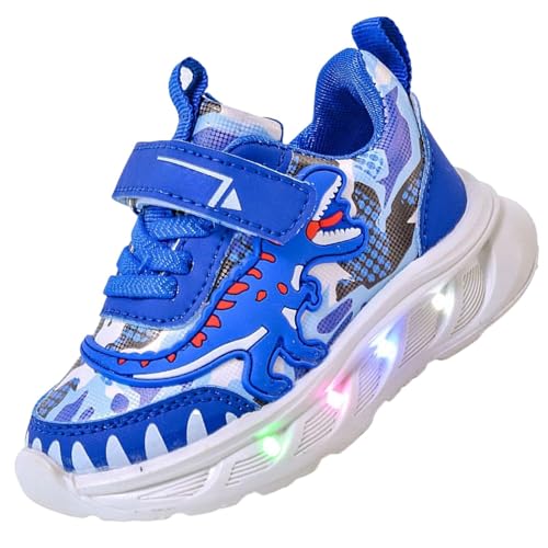 Jasmeko Zapatillas con Luces para Niños, Zapatos Deportivas Niños Deporte Tenis Luz Luminosos (A Blue,26)