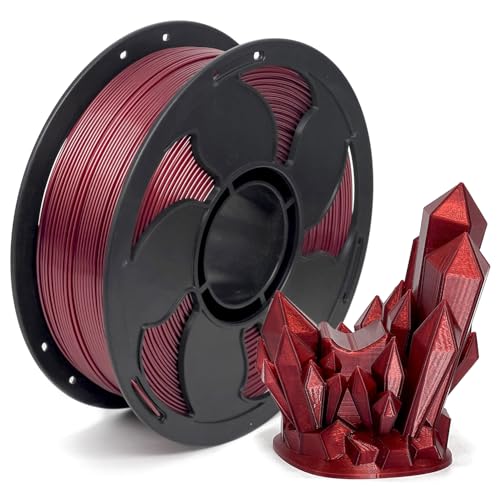 Image of Metal Wine Red PETG 1.75mm 1kg Shiny Smooth Metallic 3D Filament FDM AMS | Metallic finish High intensity Toughness enhanced Beginner friendly No tangle 1kg spool 2.2lb for Printer Bambu Crealit