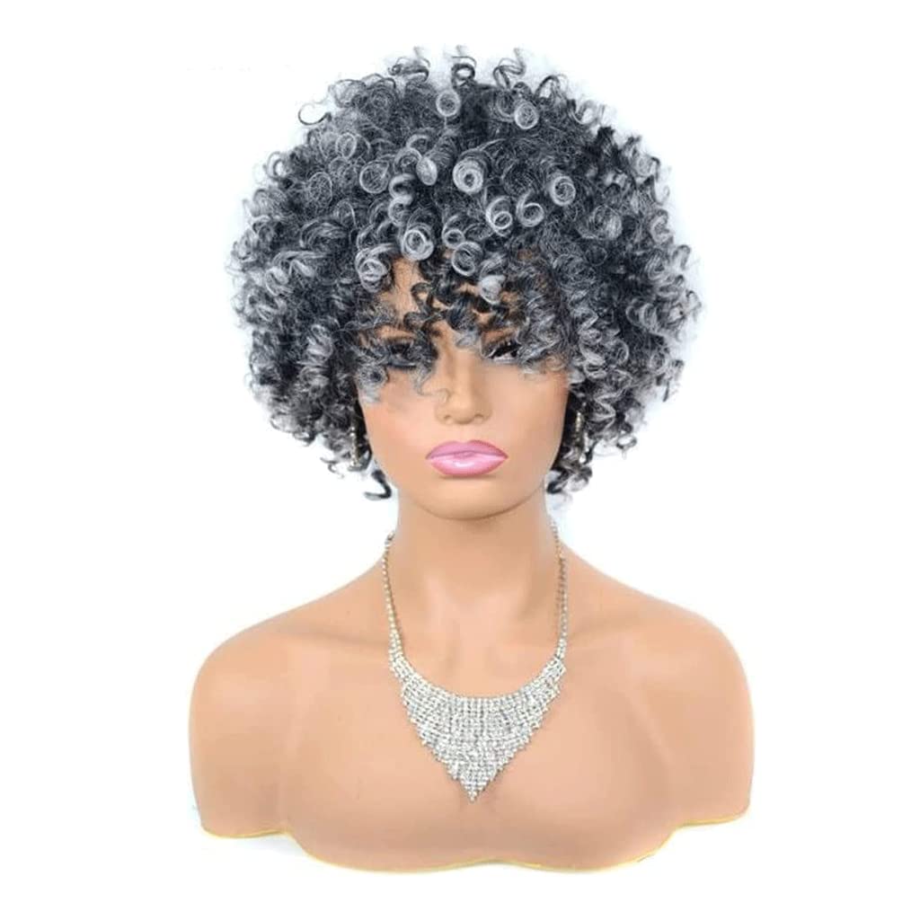 LIOONS Parrucca realistica Parrucche da Donna Parrucche Piene africane per Capelli Ricci Corti Parrucche Elastiche comode Parrucche Sintetiche 8in Adatto per Cosplay Eleganza Naturale