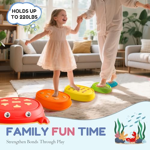 makarci Balance Stepping Stones for Kids, Non-Slip Toddlers Sensory Toys Outdoor or Indoor Play, Promoting Motor Skills and Confidence, Coordination Toys for Children Age 3 4 5 6 7+（Crab） — view 6