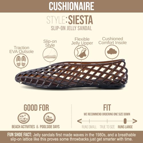 Image of CUSHIONAIRE Siesta Modern Lattice Ballet Flats for Women, Comfortable Slip On Pointed Toe Womens Jelly Shoes