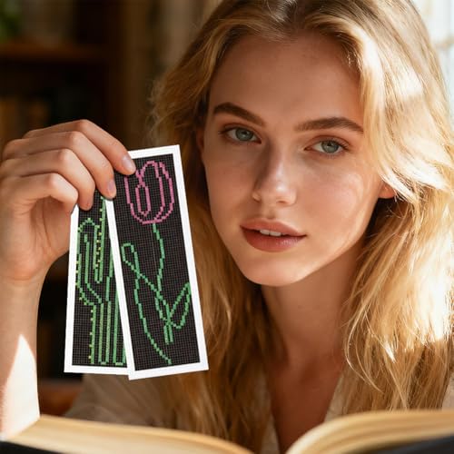 Image of INFUNLY 6pcs Simple Animals Cross Stitch Bookmark Kit for Beginners DIY Abstract Plants Embroidery Bookmark Kits Rabbit Needlepoint Kit with Instruction Easy Cross Stitch Set for Book Lovers Readers
