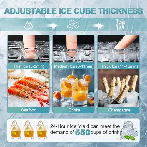 Image of Commercial Ice Maker 260Lbs /24H, Undercounter Ice Maker Machine with 55 Lbs Storage Ice Bin, Built-in Freestanding Stainless Steel Commercial Ice Machine for Shop,Bar, Restaurant, Cafe, Hotel