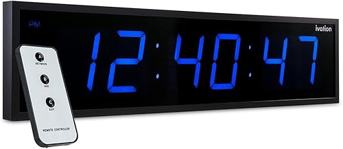 Miniatura 7 de Ivation Reloj LED digital grande y grande de gran tamaño, estante o montaje en pared (24 pulgadas, blanco)