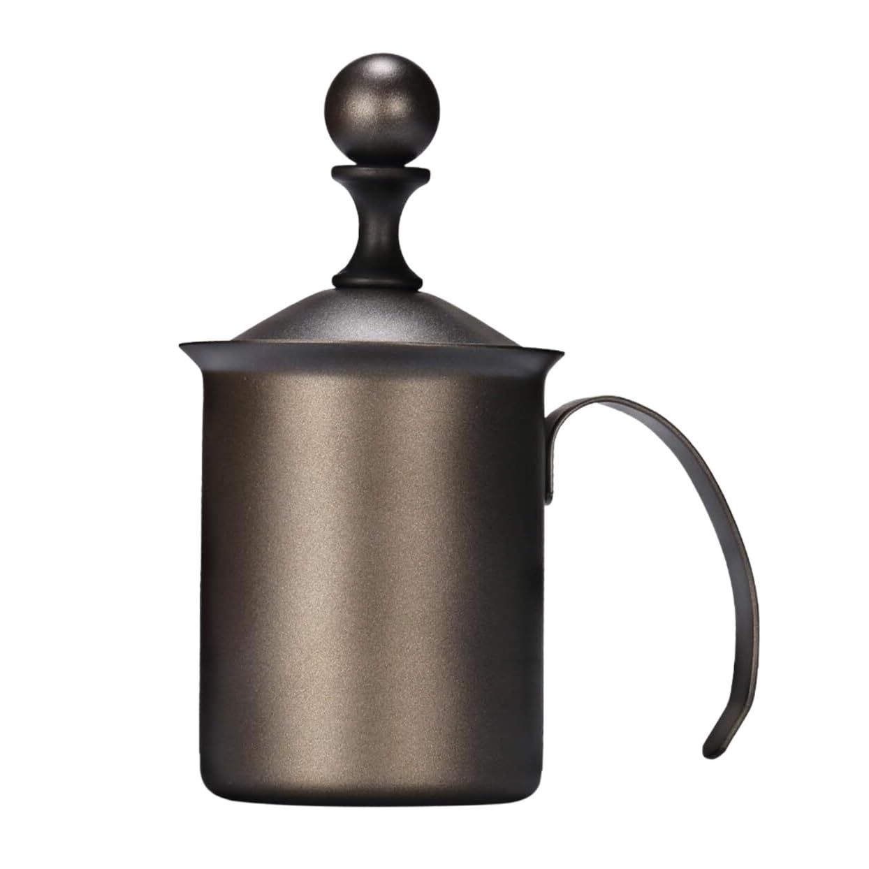 Espumador de Leche, Espumador De Leche Manual De Acero Inoxidable, Taza para Hacer Espuma De Leche Manual para Café Bubbler Leche para Capuchino(Black)