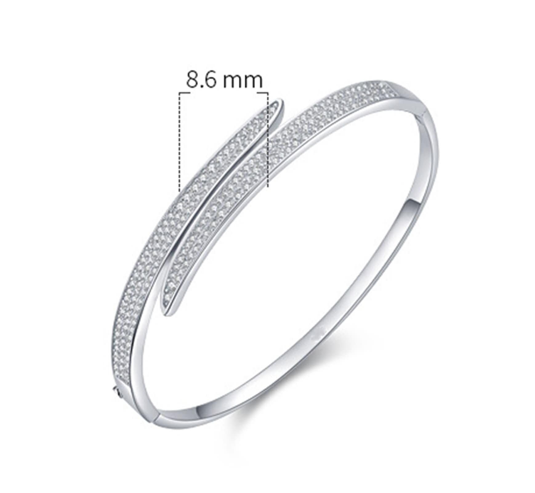 Pulsera de Oro Blanco Mujer 9 K / 14 K / 18 K, Redondo con Diamante Creado, Cadena Extensible 16 CM + 5 CM, Pulsera Ajustable Mujer Plata