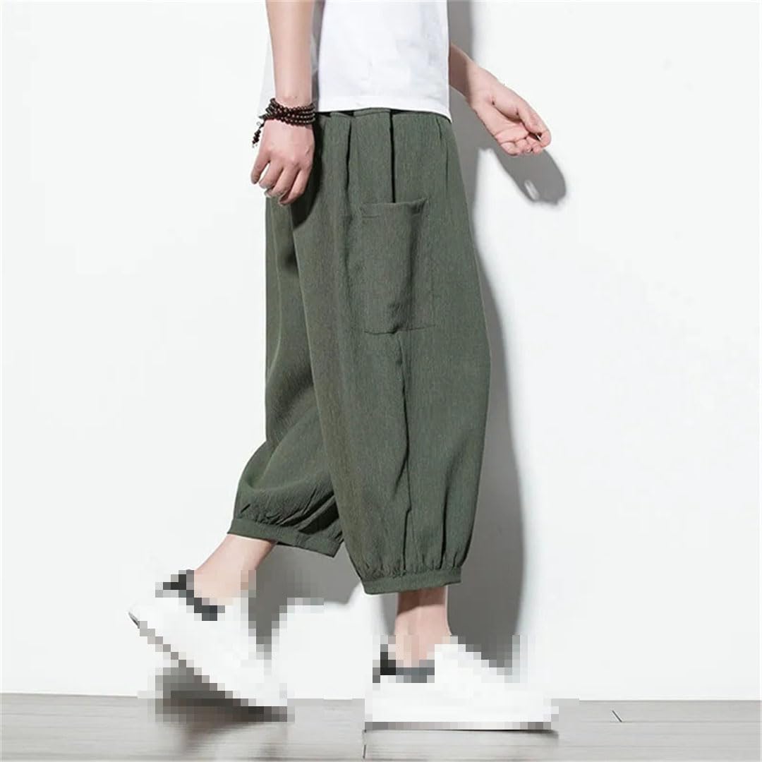 Pantalones Casuales para Hombre Pantalones De Verano Pantalones De Pierna Ancha Holgados con Bolsillo