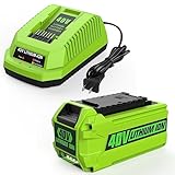 energup 6500mAh 40V Battery for Greenworks 40V Lithium Battery for GreenWorks 29472 29462 Battery fo