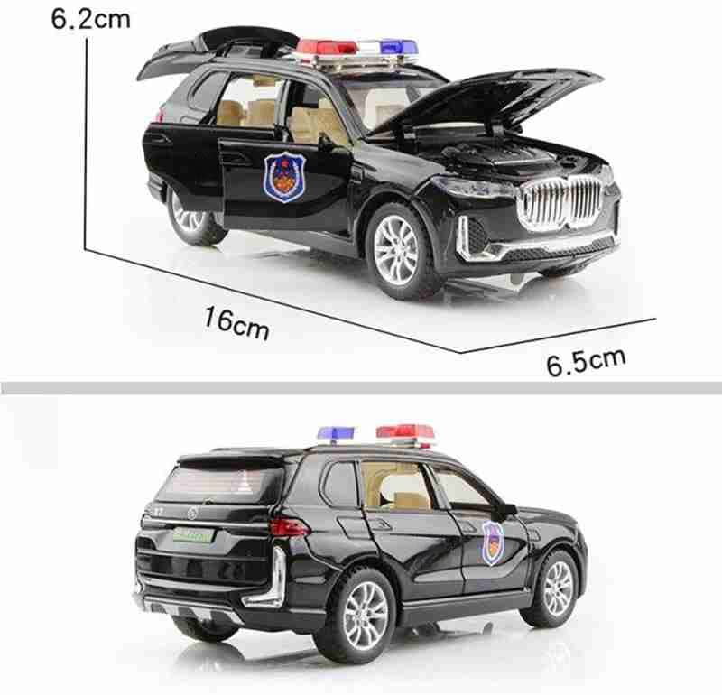 Image of 1 /32 Police X5 SUV Model Car with Box, Zinc Alloy Pull Back Toy car with Sound and Light for Kids Boy Girl Gift?Colors as Per Stock? (Police X5)