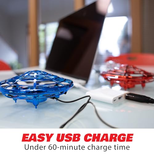 Image of Force1 Scoot Duo Hand Operated Drone for Kids or Adults - 2pk Hands Free Motion Sensor Mini Drones, Easy Indoor Flying Ball Small UFO Toys for Boys and Girls (Red and Blue)