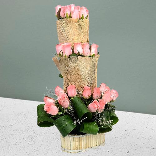 IFG's Beautiful Basket Arrangement of Pink Roses, 40 pcs Fresh Flowers - Same Day Delivery-image-44