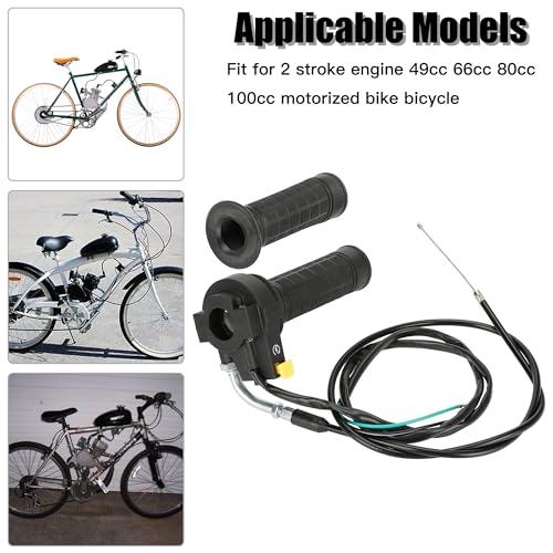 Image of YOXUFA Throttle Cable Twist Throttle Handle Grip Assembly for 2 Stroke Engine 80cc 100cc 49cc 50cc Gas Motor Motorized Bicycle Bike Parts with 7 /8 inch 22mm Handlebar